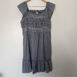 Cottage core navy blue gingham milk maid dress